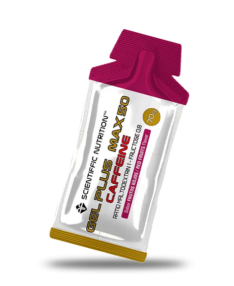 Gel Plus Max 50 con cafeína - sabor frutos rojos para carreras y ciclismo